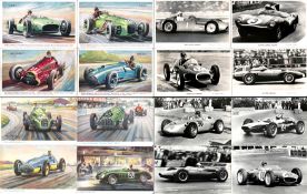 1950s & 1960s period motor racing postcards and other ephemera, including 4 T.E.