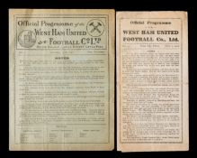 West Ham United v Bristol City programme 5th March 1921,