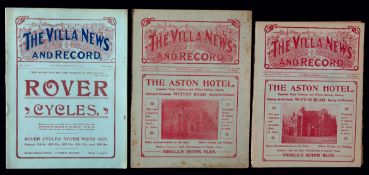 Three Aston Villa programmes, v Everton 26th January 1907,