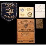 A collection of Jewish sports medals and memorabilia, comprising: i) a 1932 Z.S.K.