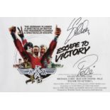 Pele and Sylvester Stallone Escape To Victory movie poster, both signatures in black marker pen,