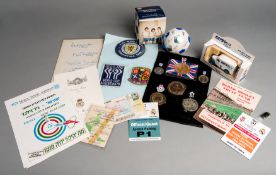 Football memorabilia, pennants, coins, patches & badges, beer mats, die cast cars, programmes,