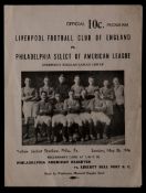 Rare programme for Philadelphia Select of American League v Liverpool 26th May 1946,