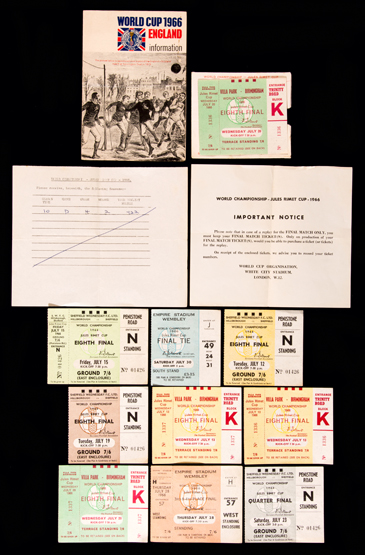 1966 World Cup tickets including a Final Tie signed by Geoff Hurst, together with 3rd/4th,