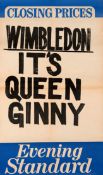 A [London] Evening Standard news-stand poster announcing Virginia Wade's championship victory at