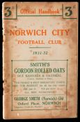 Norwich City Football Club handbook season 1931-32,