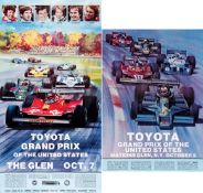 Four United States Grand Prix original Watkins Glen F1 posters,