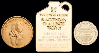 Three cased cricket medals, i) Taunton Cider Blackthorn Challenge trophy, Somerset CCC,