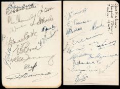 The autographs of the 1947-48 Australian rugby union touring team to the British Isles and France,