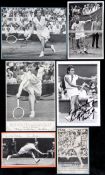 19 signed photographs/postcards of tennis players, comprising Virginia Wade,