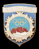 Cortina 1956 Winter Olympic Games helper's badge, gilt-metal & enamel, inscribed AIUTANTE,