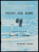 A Rome 1960 Olympic Games programme for the boxing competitions 25th August to September 3rd,