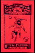 Arsenal v Glasgow Rangers programme 12th September 1934, friendly match,