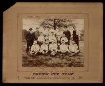 An official photograph of the Druids' Cup Team winners of the Welsh Challenge Cup 1897-98,