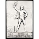Paris 1900 Olympic Games silver award plaque, designed by F.