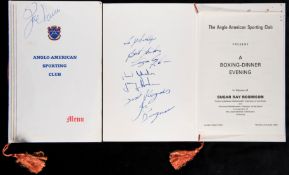 Sugar Ray Robinson and Joe Louis signed Anglo-American Sporting Club Dinner menus,