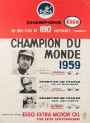 1959 French Esso Extra Motor Oil original poster,