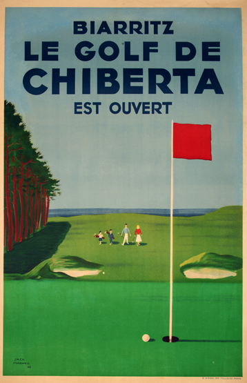 A large poster for golf at Biarritz published in 1948,