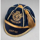 A blue Scottish Scotland amateur international football cap 1967-68, inscribed AMATEUR, S v I,