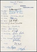 The autographs of the Ireland rugby team for the 5 Nations Match v Wales at Swansea 29th March 1947,