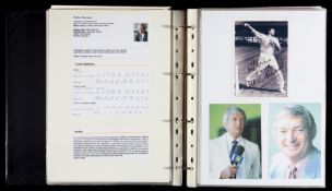 A studiously compiled autographs album of England and Australia cricketers,