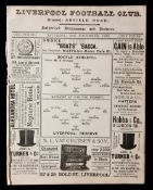 A rare and historic programme from Liverpool Football Club's very first season in 1892-93,