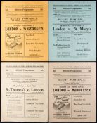 Nine London Hospital Cup rugby programmes, finals for 1950, 1951 & 1953,