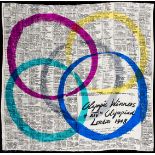 London 1948 Olympic Games ladies scarf, colour printed satinised cotton,