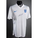 Steven Gerrard signed England 2014-15 style replica jersey,