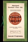 Rare England v Ireland international programme played at Bloomfield Road, Blackpool,