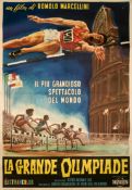 Large Italian poster for the official film of the Rome 1960 Olympic Games,