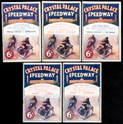 Five Crystal Palace speedway programmes, v Lea Bridge 9.8.1930, Wimbledon 2.5.31, West Ham 13.8.