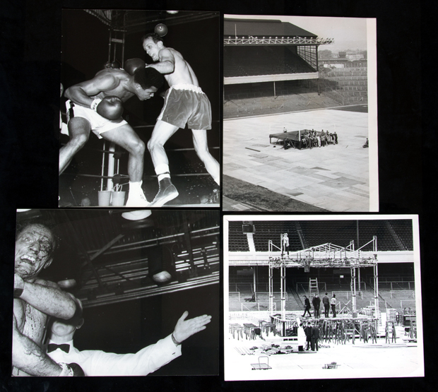 A group of 13 b&w press photographs relating to the Muhammad Ali v Henry Cooper fight at Arsenal's