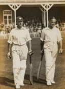 A Jack Hobbs & Herbert Sutcliffe double-signed photograph, the 8 by 6in.