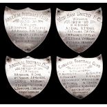 An unusual group of four sterling silver shields formerly associated with London Football