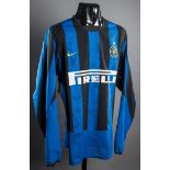 Team-signed FC Inter replica jersey, signed in black marker pen by Toldo, Zanetti, Adriano,