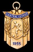 Harry Nuttall Central League representative medal 1955, silver-gilt & enamel,