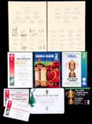 1999 Rugby World Cup memorabilia, including autographs of the Ireland and South Africa teams,