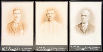 Three Sheffield Wednesday cabinet card photographs of the footballers Jimmy Massey and Jock Malloch