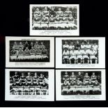 Wilkes & Sons Sporting Photographs: Five team-group Manchester United postcards, for 1946-47, 56-57,