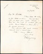 A signed manuscript letter from the celebrated Irish motorcycle racer Stanley Woods,