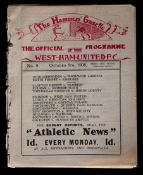 An early "Hammers' Gazette" West Ham United programme season 1908-09, issue No.