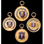 A group of four 9ct. gold Derbyshire Football Association medals, three Div.