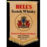 Noel Cantwell Manager of the Month pennant, inscribed BELL'S SCOTCH WHISKY,