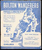 The scarce Bolton Wanderers v Chelsea programme for the match played at Burnden Park 31st January