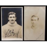 Signed portrait postcards of the Edwardian footballers C.B.