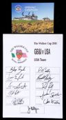 The autographs of the USA 2011 Walker Cup golf team,