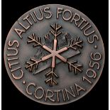 Cortina 1956 Winter Olympic Games participant's medal, bronze, 45mm, by C. Affer.