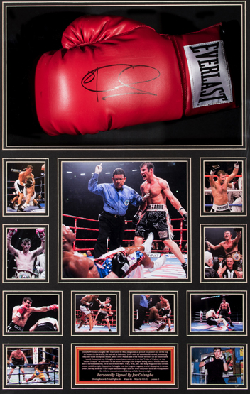 A signed Joe Calzaghe boxing glove presentation,