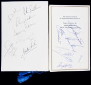 Two signed World Match Play Golf Championship menus,